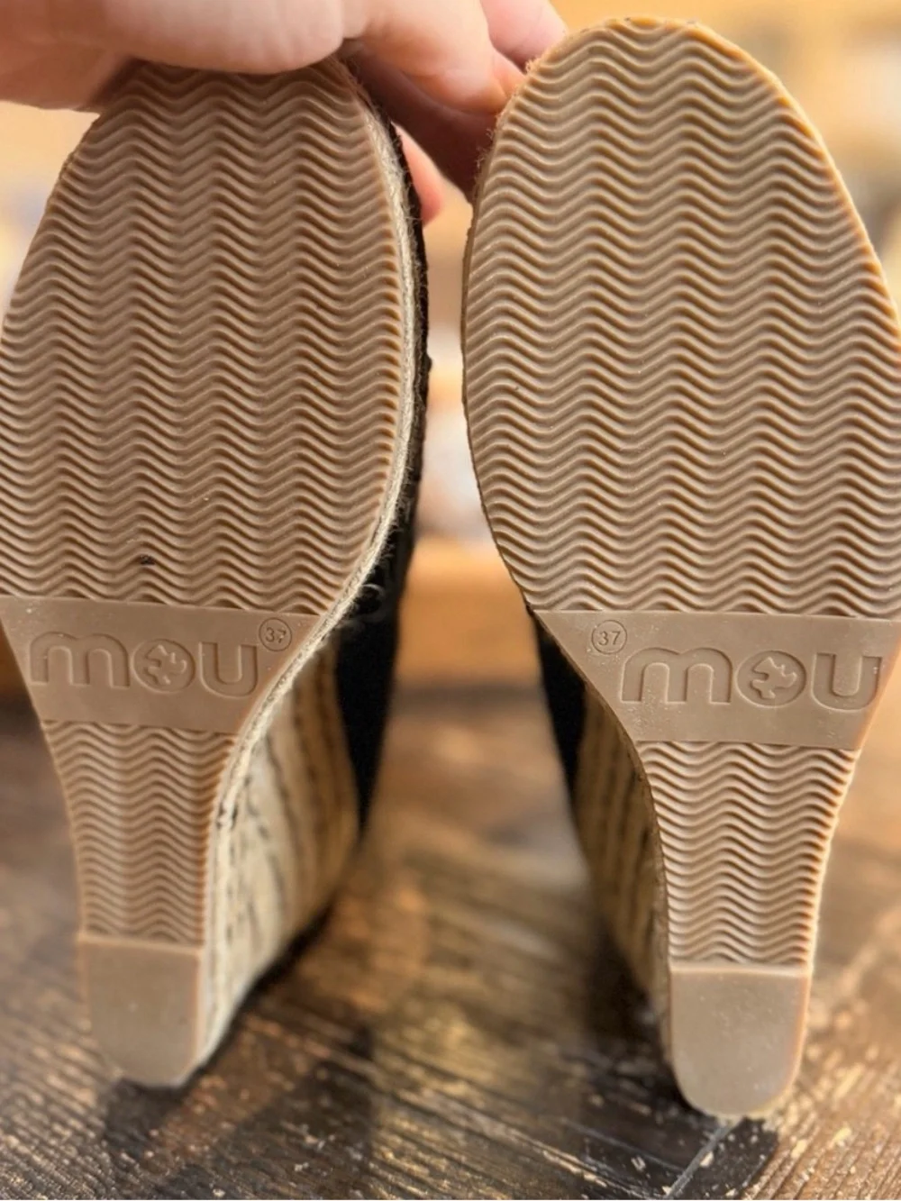 Mou Black Suede Wedge Bootie with Espadrille Rope Sole